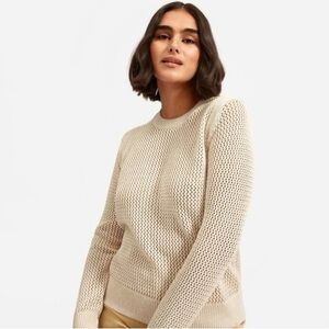 Everlane The Mesh Soft Cotton Crew Neck Sweater in Praline Size XS